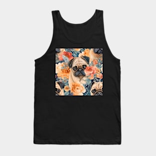 Cute Pug & Flowers Coffee Mug Tank Top